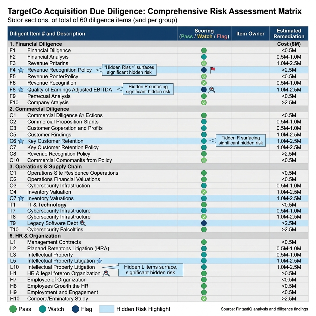 60-item checklist matrix with pass/flag scoring